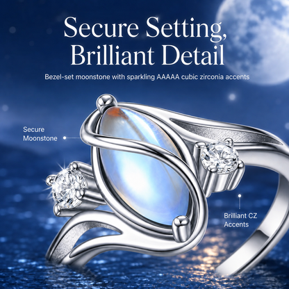 💍925 Sterling Silver Rainbow Moonstone Ring