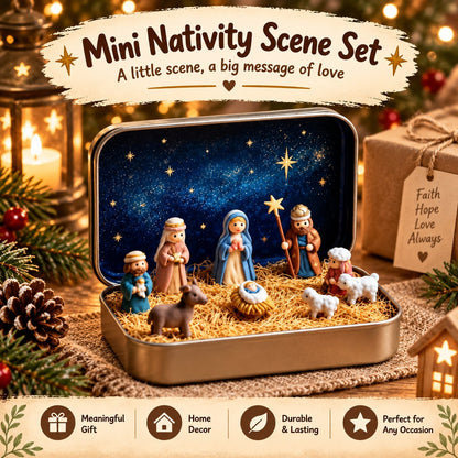 🔥HOT SALE 49% OFF - ✝️Religious Pocket-Size Mini Nativity Scene Set with Storage Box