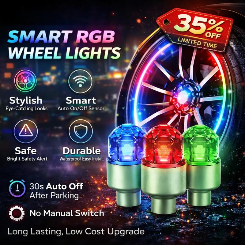 🌈 4 Pcs LED wheel light,Waterproof Luminous Car Tire Valve Caps