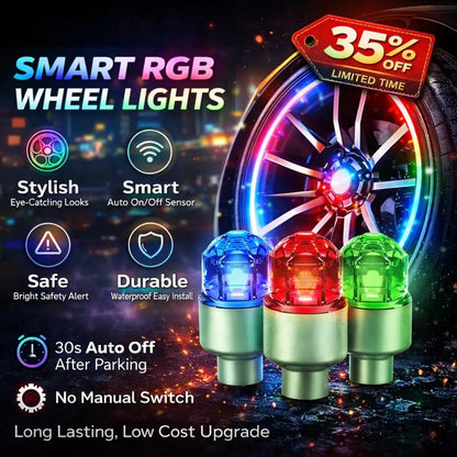 🌈 4 Pcs LED wheel light,Waterproof Luminous Car Tire Valve Caps