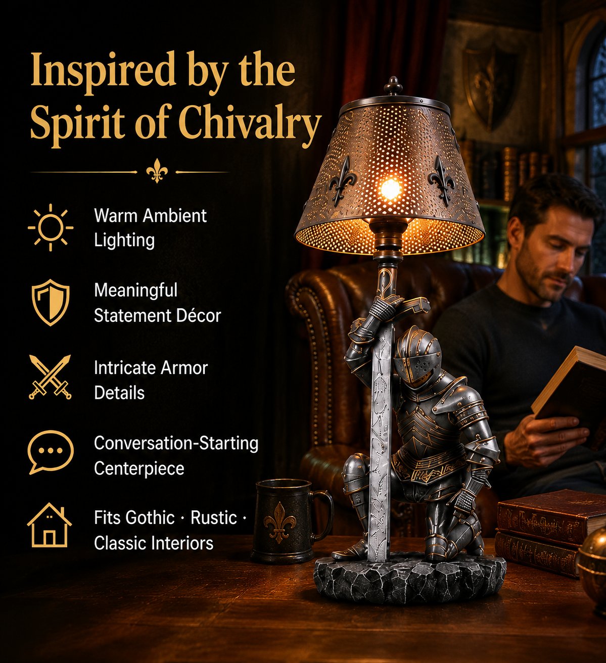 ⚔️ The Honorbound Medieval Knight Lamp - A Timeless Guardian of Courage, Loyalty & Honor.🏅