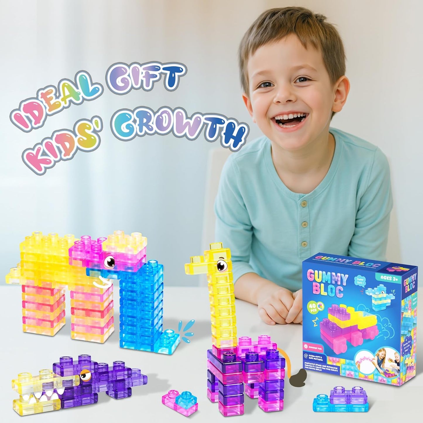 Jelly Block - 40 PCS Sensory Soft Building Blocks