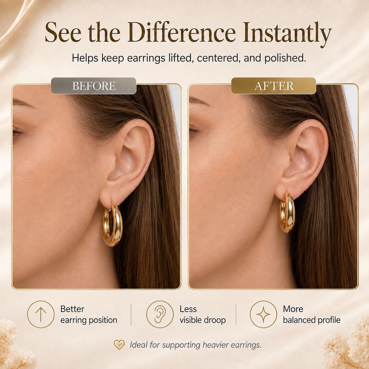 🔥14K Gold Plated Earring Lifters - Lift & Support Heavy Earrings For A Perfect