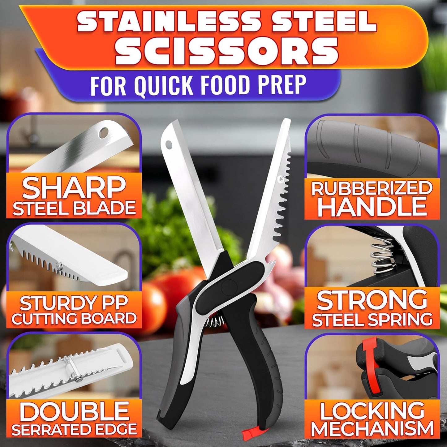 🔥Limited Time 50% Off✨2 in 1 Kitchen Scissors for Food