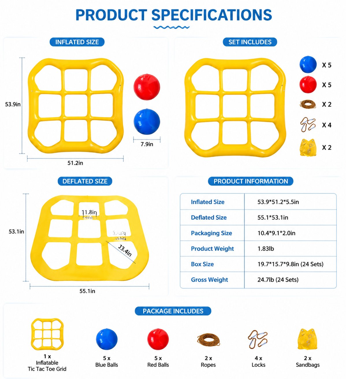 Premium Inflatable Tic-Tac-Toe Toss Game – Floating Pool & Lawn Interactive Activity Set for Family Fun, Kids & Adults