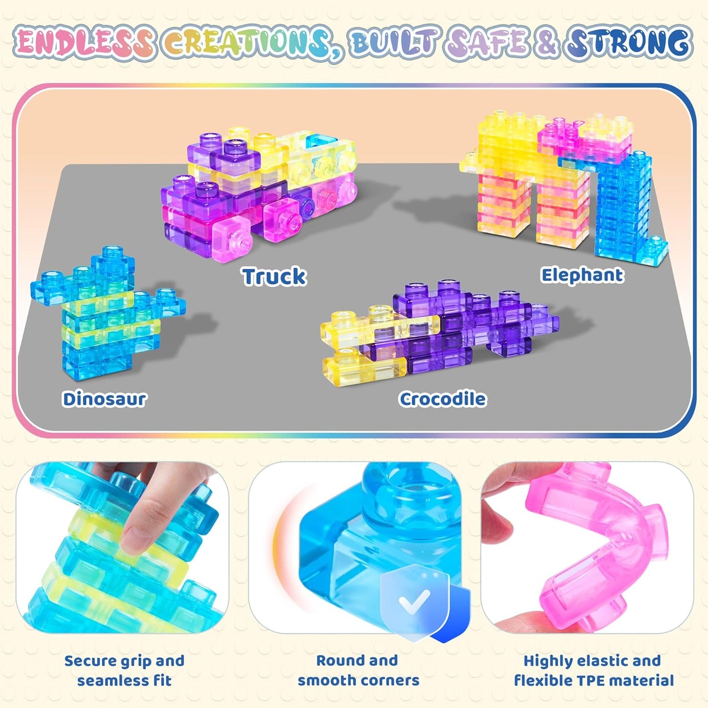 Jelly Block - 40 PCS Sensory Soft Building Blocks