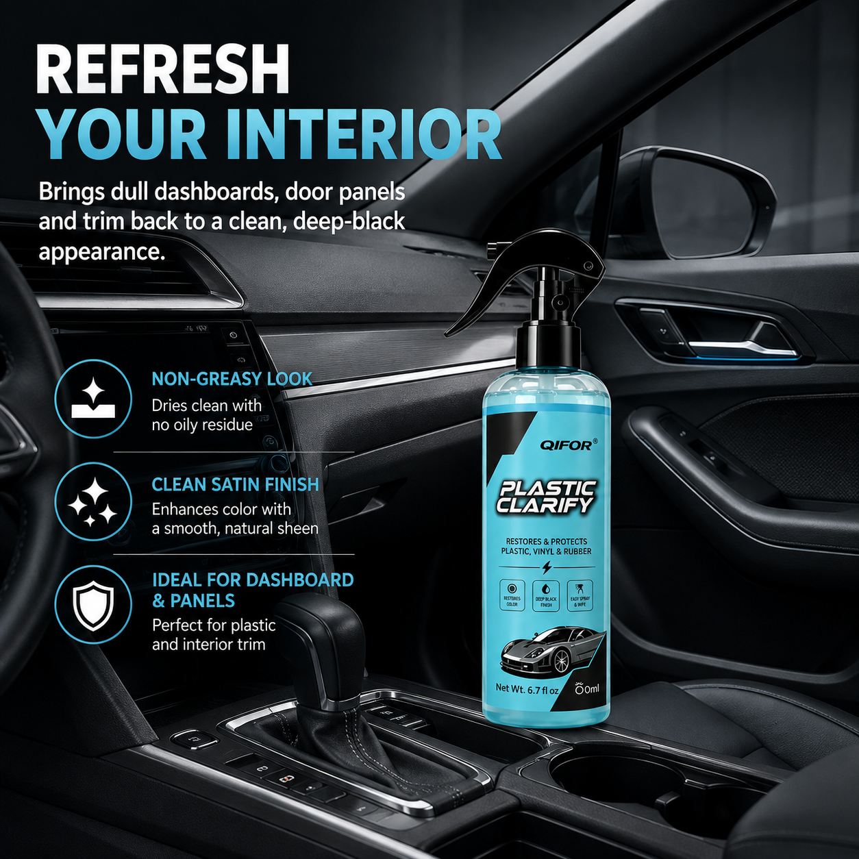 Multi-Surface Car Plastic Restorer – Trim, Tire & Dashboard Polish