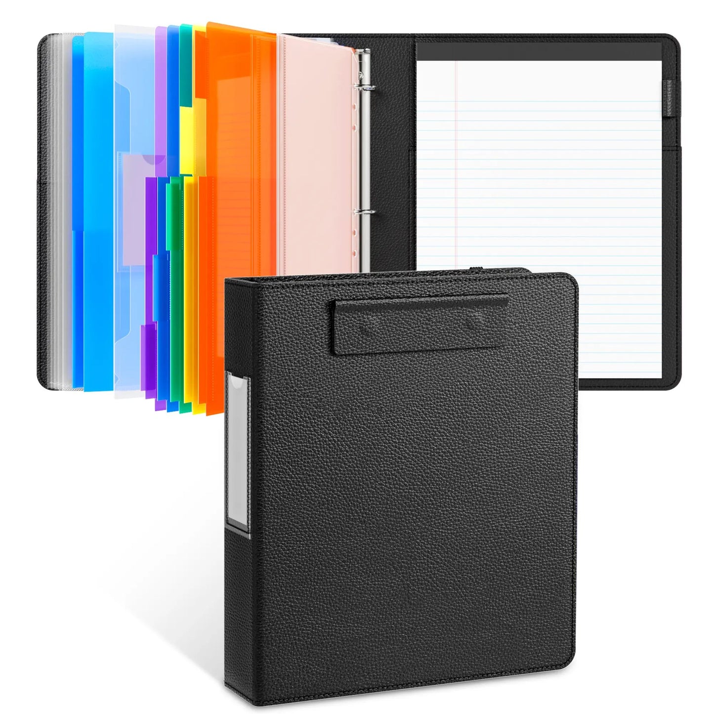 🔥HOT SALE 49% OFF - 📄✨PU Leather Clipboard with Storage – 3-Ring Binder, Magnetic Clip, Removable Notepad & Expanding File