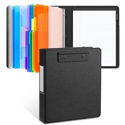 🔥HOT SALE 49% OFF - 📄✨PU Leather Clipboard with Storage – 3-Ring Binder, Magnetic Clip, Removable Notepad & Expanding File
