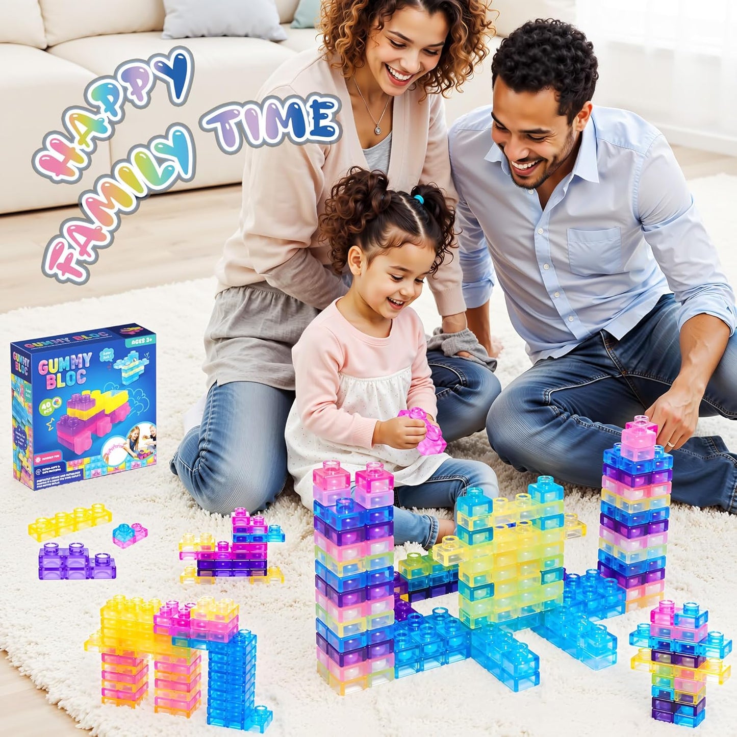 Jelly Block - 40 PCS Sensory Soft Building Blocks