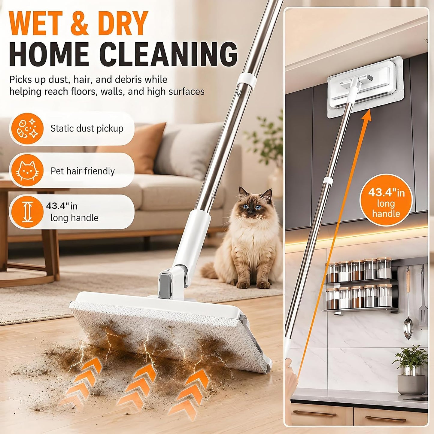🔥Hands Free Flat Mop,  2-in-1 Mop & Glass Scrubber