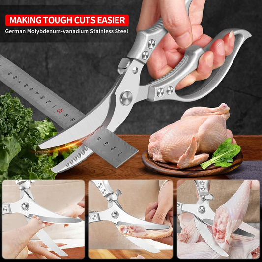 ✂️ LIMITED TIME 50% OFF! ⚡ Heavy-Duty Multifunction Kitchen Shears – 4-in-1 Tool with Fish Scaler, Bottle Opener & Safety Lock 🔪