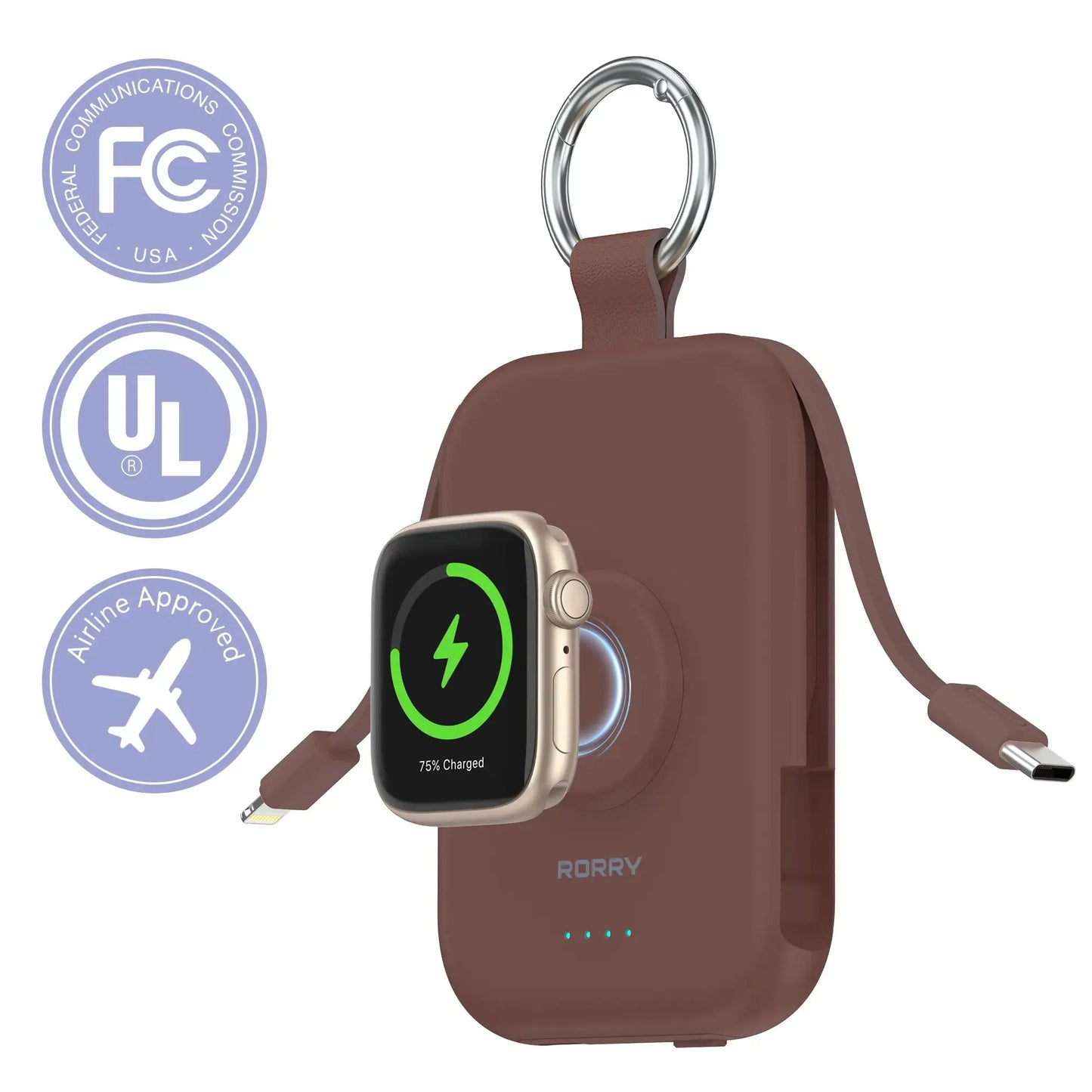 🔥5000mAh Portable Charger Power Bank with Built-in Cables Travel Keychain Battery Pack