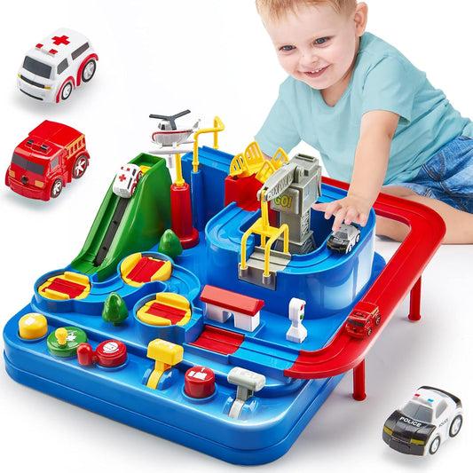 🏎️Race Track Adventure Toy -🚦Interactive Puzzle Track Playset with 3 Cars🚗