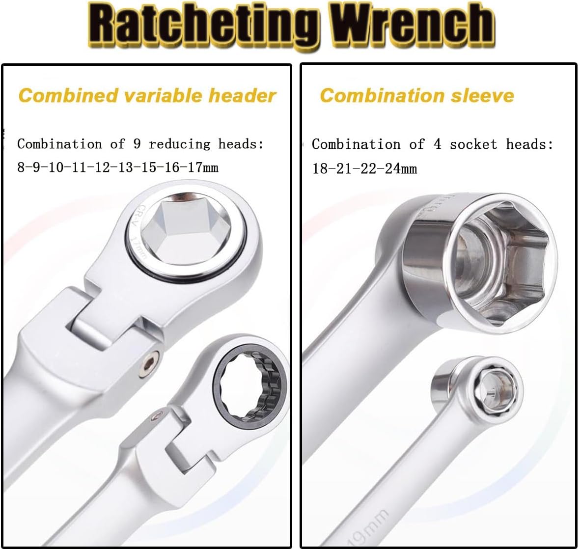 15pcs Adjustable Ratchet Wrench Kit