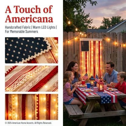 4.2 x 2.3 Ft Lighted Rag American Flag Banner
