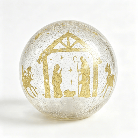 ✝️Light-up cracked glass ball with Jesus and reindeer design🫎
