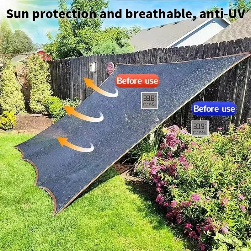90% Blackout Cloth (Black) - 10 x 13ft UV-Resistant Shade Net with Reinforced Rivets,