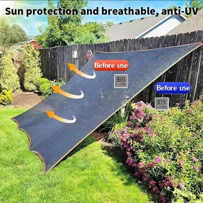 90% Blackout Cloth (Black) - 10 x 13ft UV-Resistant Shade Net with Reinforced Rivets,