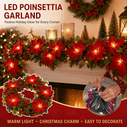 🎄✨ Christmas Poinsettia LED Garland String Lights