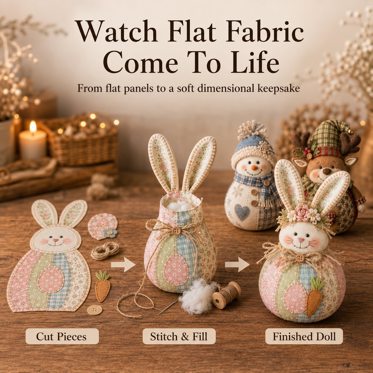 🧸DIY Patchwork Fabric Character Doll Kit
