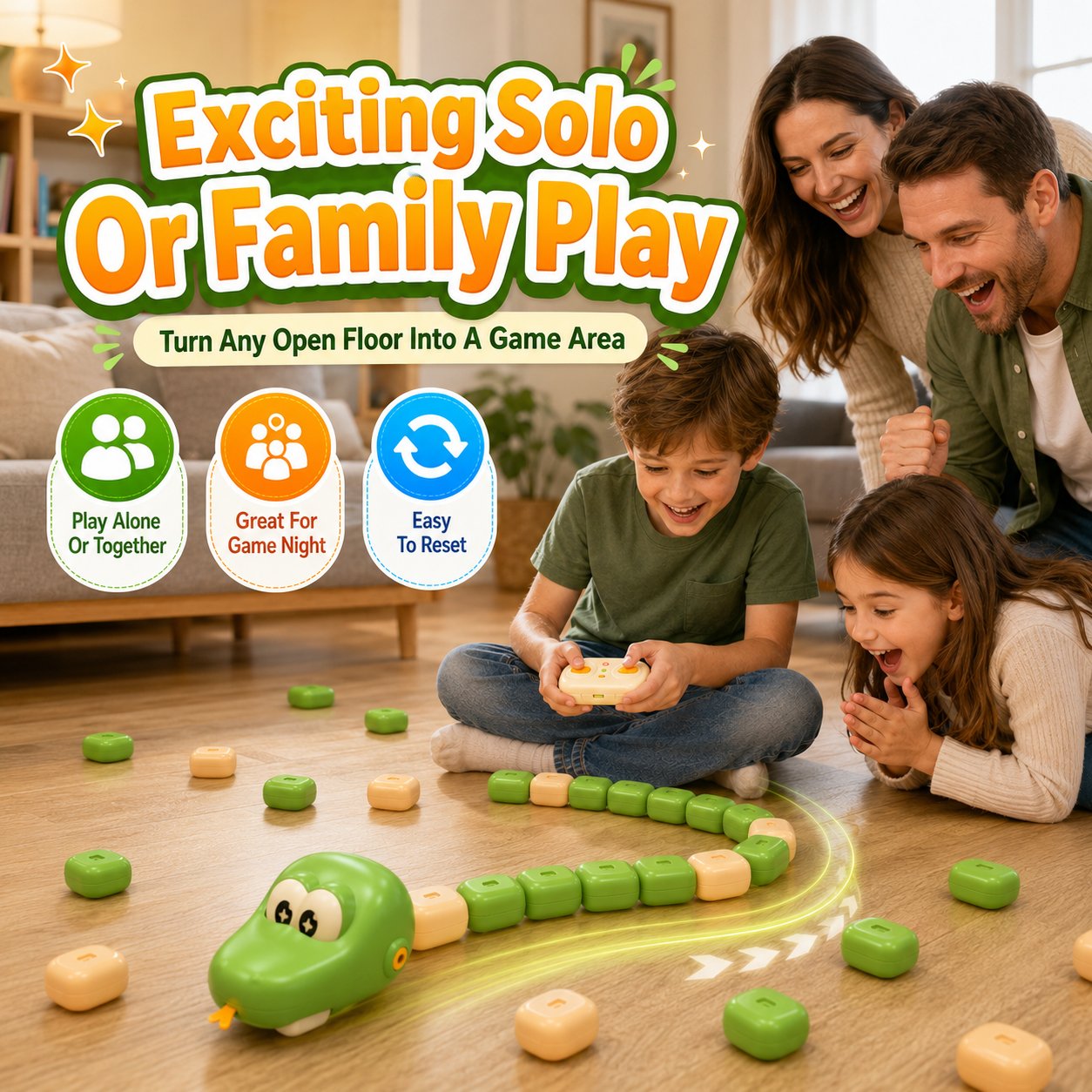 Remote Control Snake Block-Collecting Game