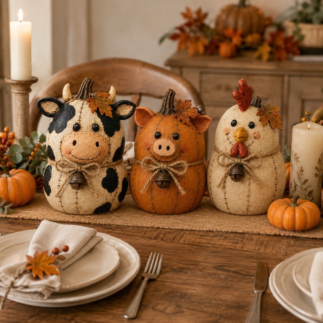 💥🏆Rustic Farm Pumpkin Friends Decor Set
