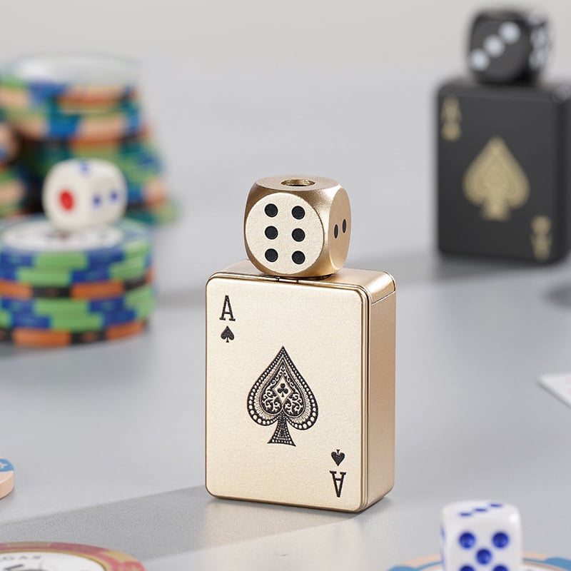 🎉Buy 1 Get 1 Free🎲Windproof Poker Dice Rotating Cigar Lighter, Butane Refill (Not Included)