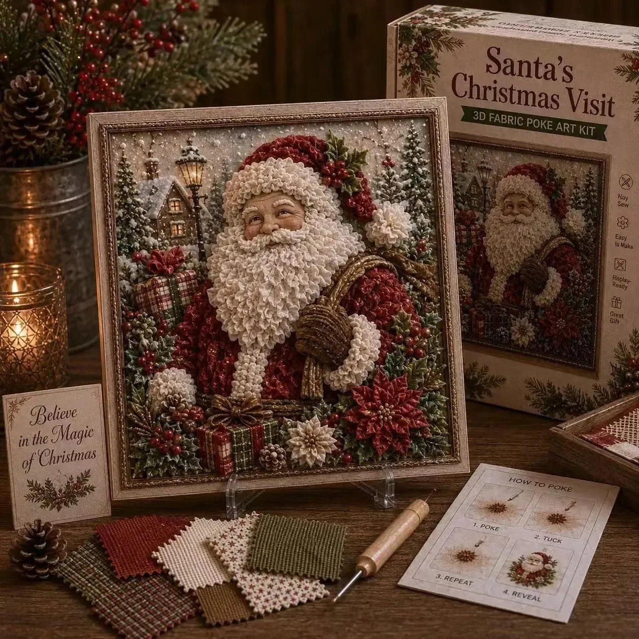 ✨Hot 30% OFF🌹🎄 3D Christmas Fabric Poke Art Kit
