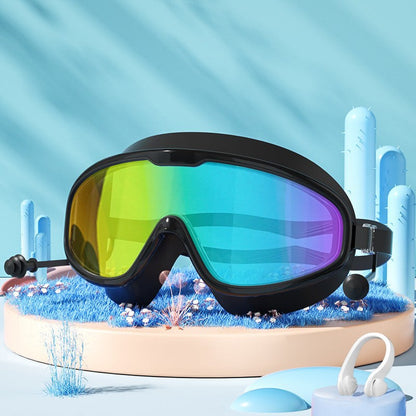 💥2026 New Arrival🎉-HD adult waterproof and anti-fog electroplated swimming goggles, swimming cap and nose clip set