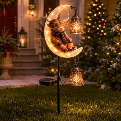 🌙 Highland Cow Moon Solar Garden Light