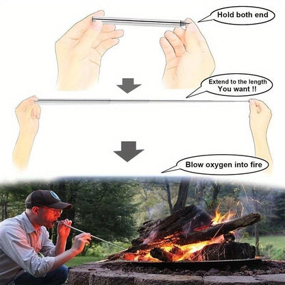 Telescopic Portable Blow Fire Tube - Collapsible High Effective Camping Equipment - Outdoor Cooking Hiking BBQ Fire Pipe