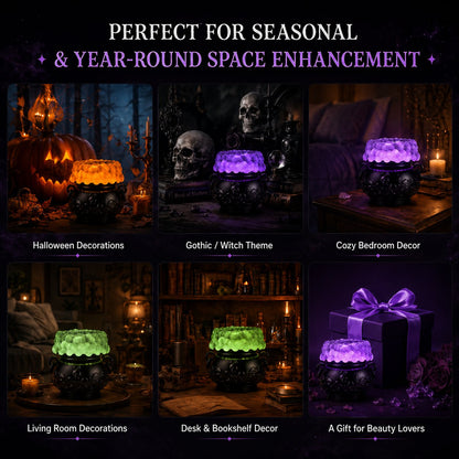 👻Light-up Color-changing Cauldron Waterglobe 3-Wick Candle Holder