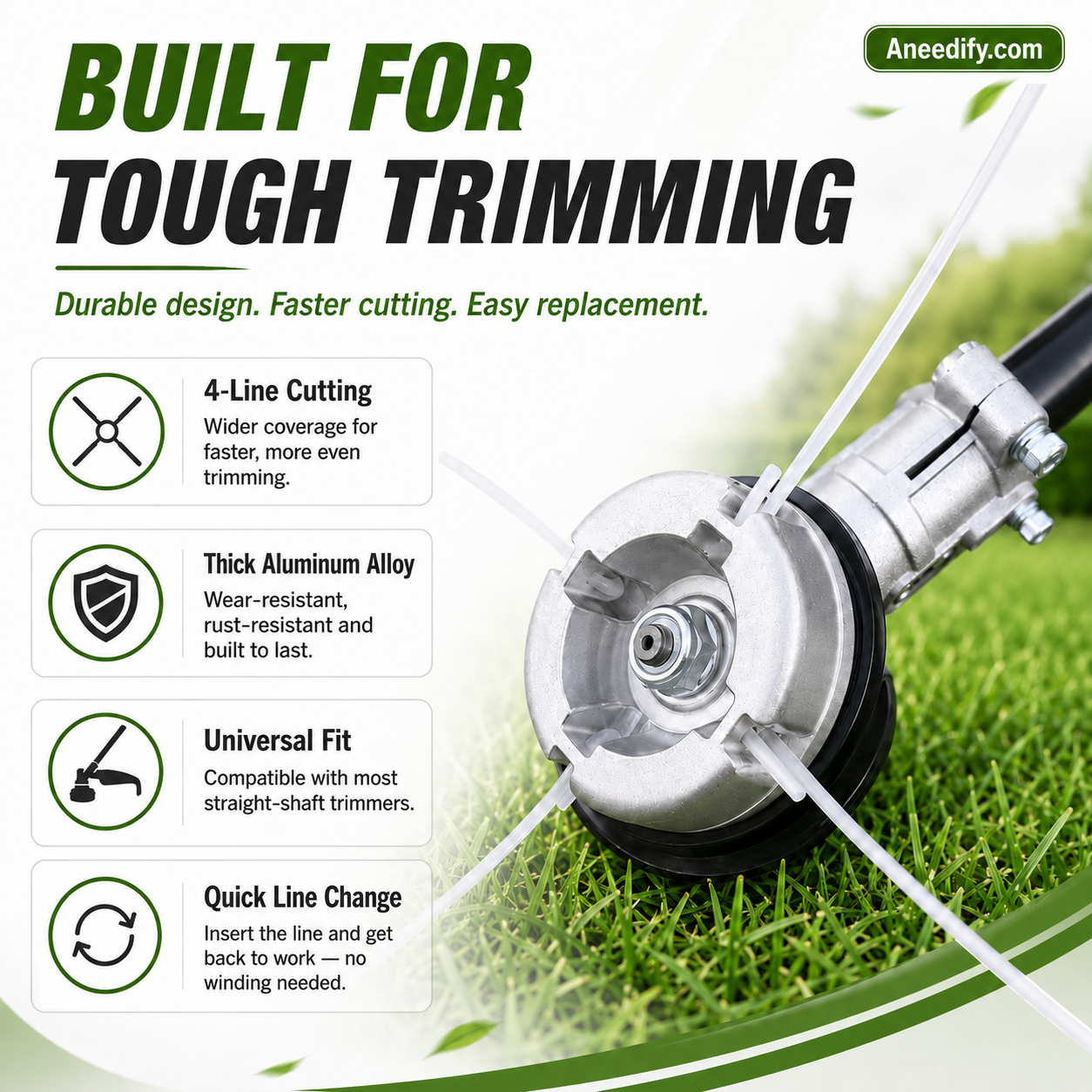🌿 Universal Aluminum Grass Trimmer Head | Heavy-Duty Brush Cutter Replacement