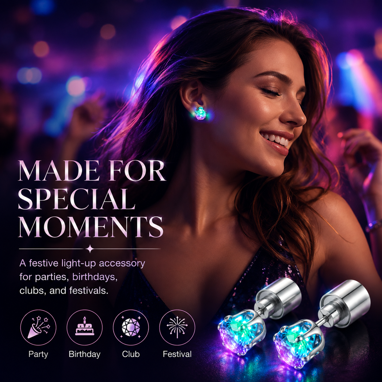 🔥Light Up Crystal Stud Earrings