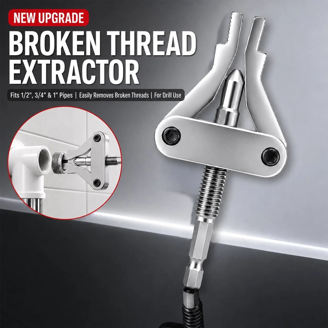 🔥HOT SALE🔥🛠️ Broken Pipe Thread Extractor | Fast Drill-Powered Broken Fitting Removal Tool