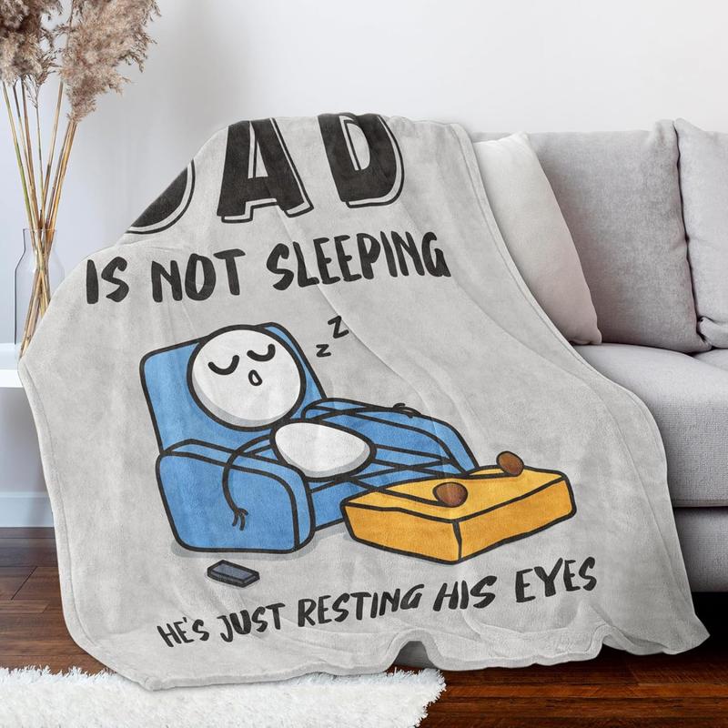 Funny Birthday Gift for Dad Husband, Dad Is Not Sleeping Flannel Blanket