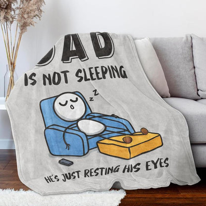 Funny Birthday Gift for Dad Husband, Dad Is Not Sleeping Flannel Blanket