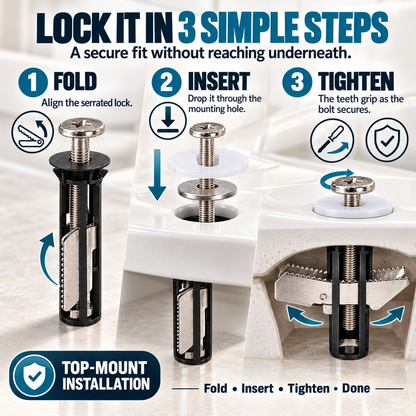 🔒 Universal Locking Toilet Seat Fixing Bolt – 304 Stainless Steel Quick-Lock Kit with 2 Washers