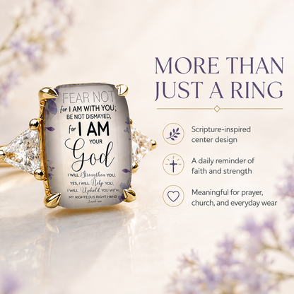 Faith-Inspired Scripture Ring – Vintage Statement Ring with Sparkling Side Stones