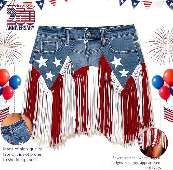 USA 250th Anniversary Denim Fringe Belt — Limited Edition Patriotic Statement Piece