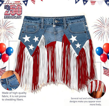 USA 250th Anniversary Denim Fringe Belt — Limited Edition Patriotic Statement Piece