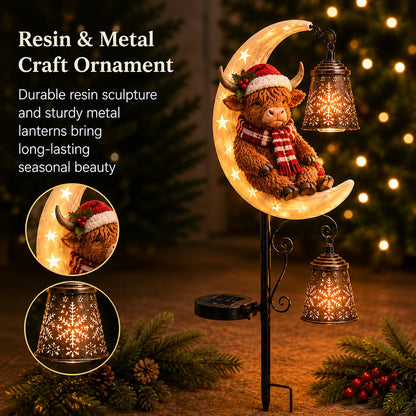 🌙 Highland Cow Moon Solar Garden Light