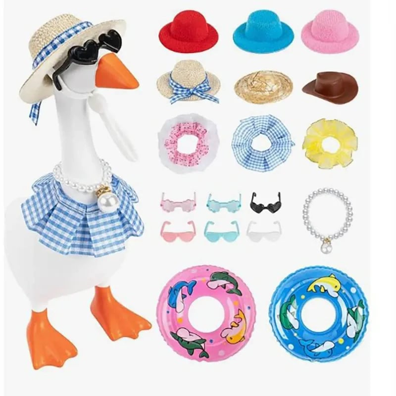 16PCS Mini Desk Goose Outfit Set