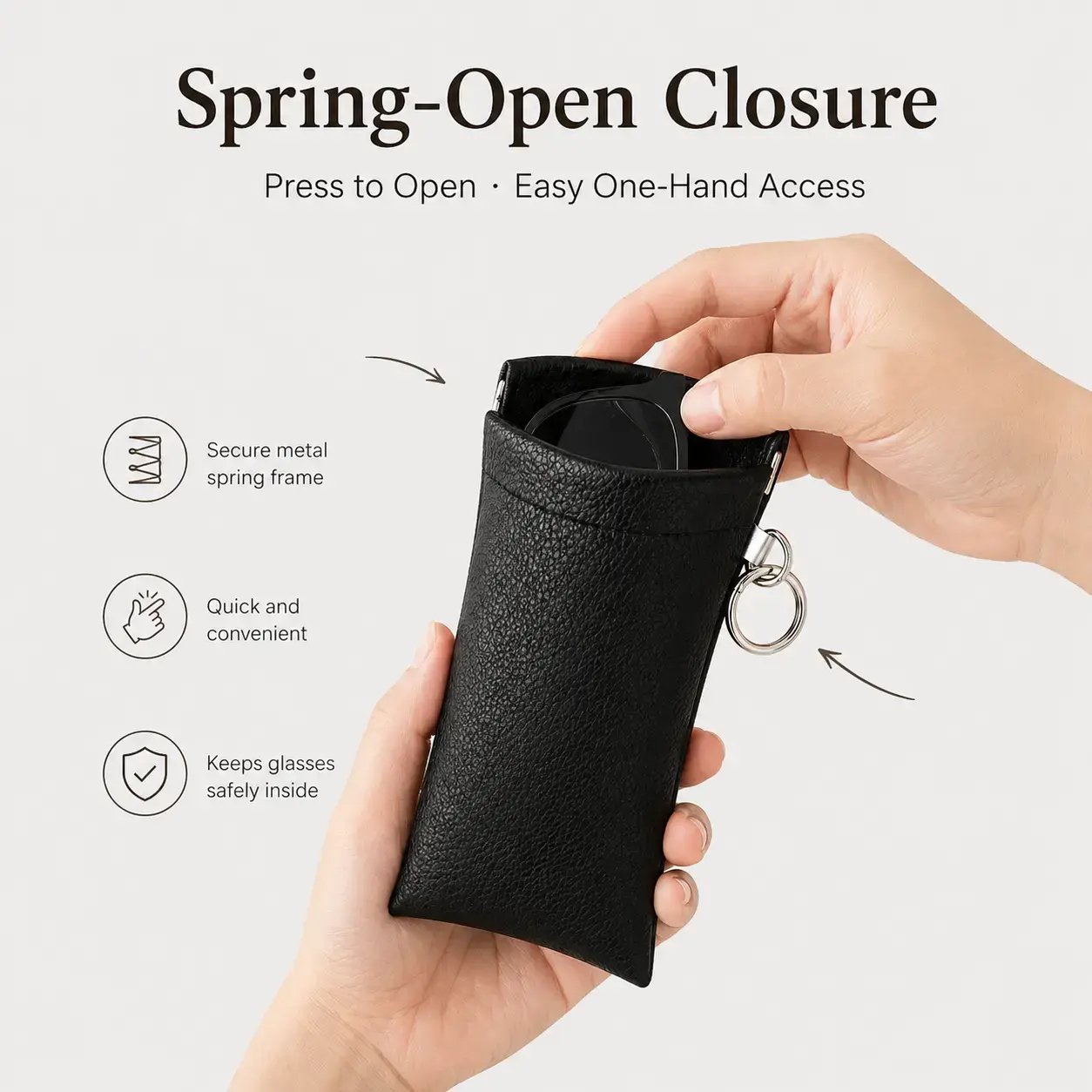 💥Buy 1 get 1 free 🔥Soft PU Leather Sunglasses Pouch Elastic Opening Eyeglasses Bag
