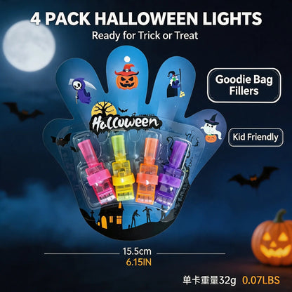 Halloween LED Projection Finger Lights 8pcs/16pcs/24pcs , Multi-Color Light Up Finger Projectors with Pumpkin, Ghost, Witch, Bat Cartoon Patterns, Halloween Trick or Treat Goodie Bag Fillers