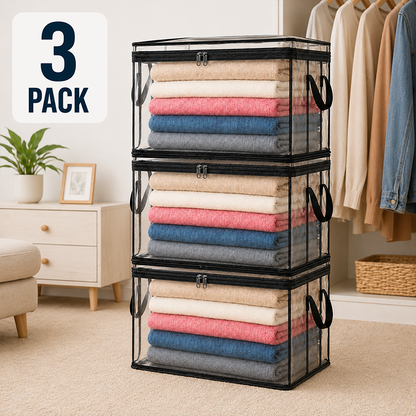 🔥Last Day 49% OFF📦Portable Large Heavy-Duty Thick Plastic Clear Storage Box with Hinged Lid | Home, Travel & Camping