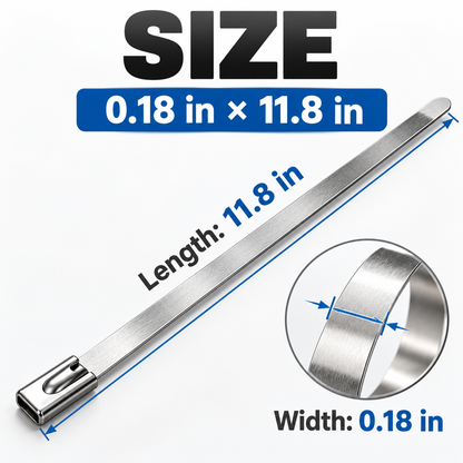 304 Stainless Steel Cable Tie Kit with Tool + 100 Ties