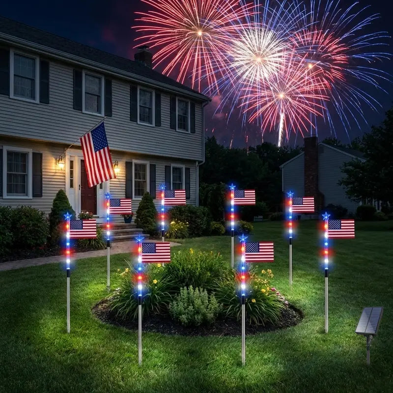 49% OFF This Week Promotions🎉🎉Solar Flag Lights - 8 Modes Waterproof Outdoor Decorative Stake Lights