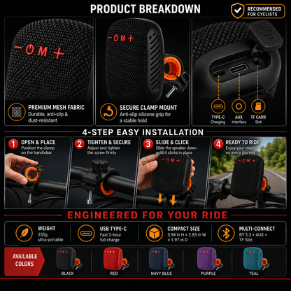 Waterproof Bicycle Bluetooth Speaker with Mounting Bracket